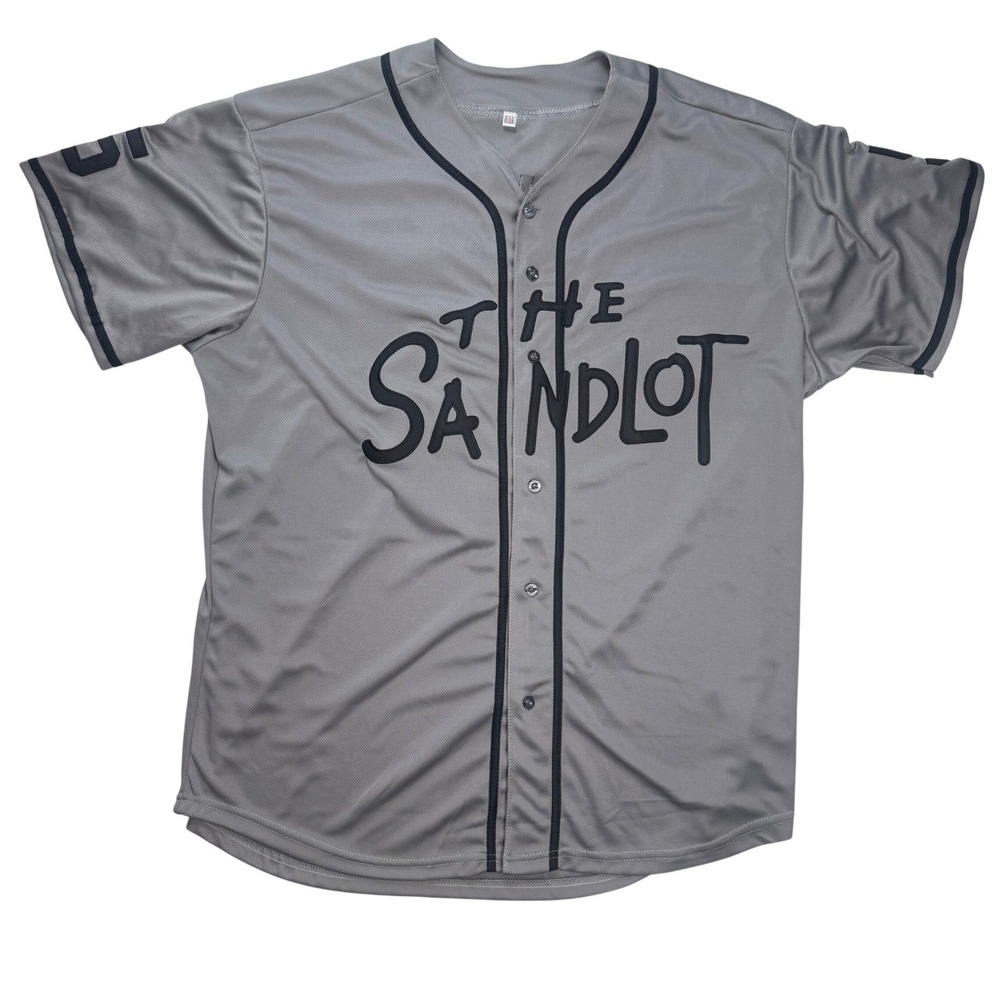 The Sandlot Squints 5 Baseball Jersey Mens XXL Grey Button Up Movie‎ Shirt